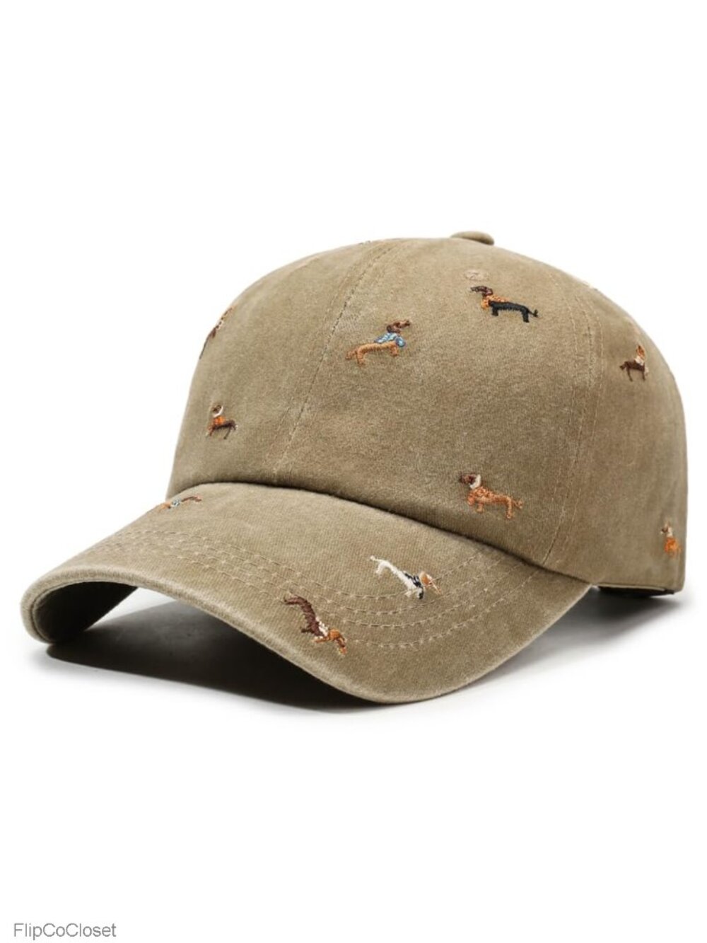 Embroidered Dachshund Baseball Cap Adjustable Washed Cotton Hat for Dog Lovers
